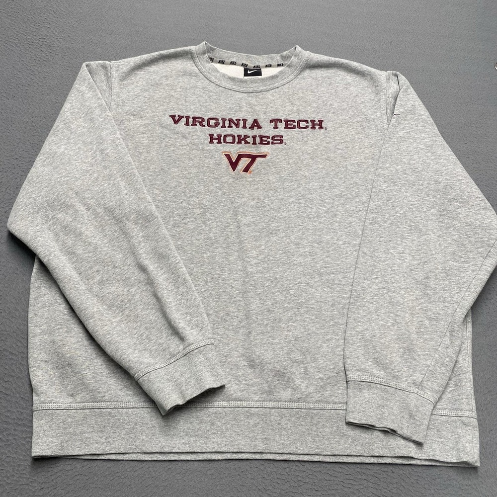 Virginia Tech Hokies Sweatshirt Mens 2XL Gray NCAA Football Nike Crewneck